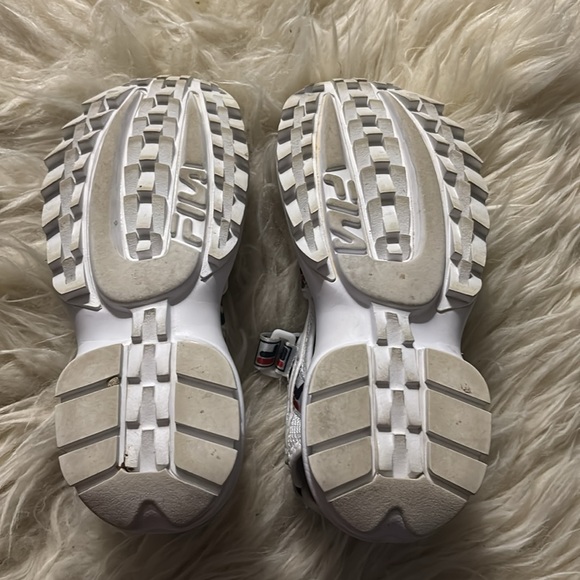 Fila White/Blue Sporty Disruptor Velcro Sandals. Size 8 GUC. - Picture 6 of 7